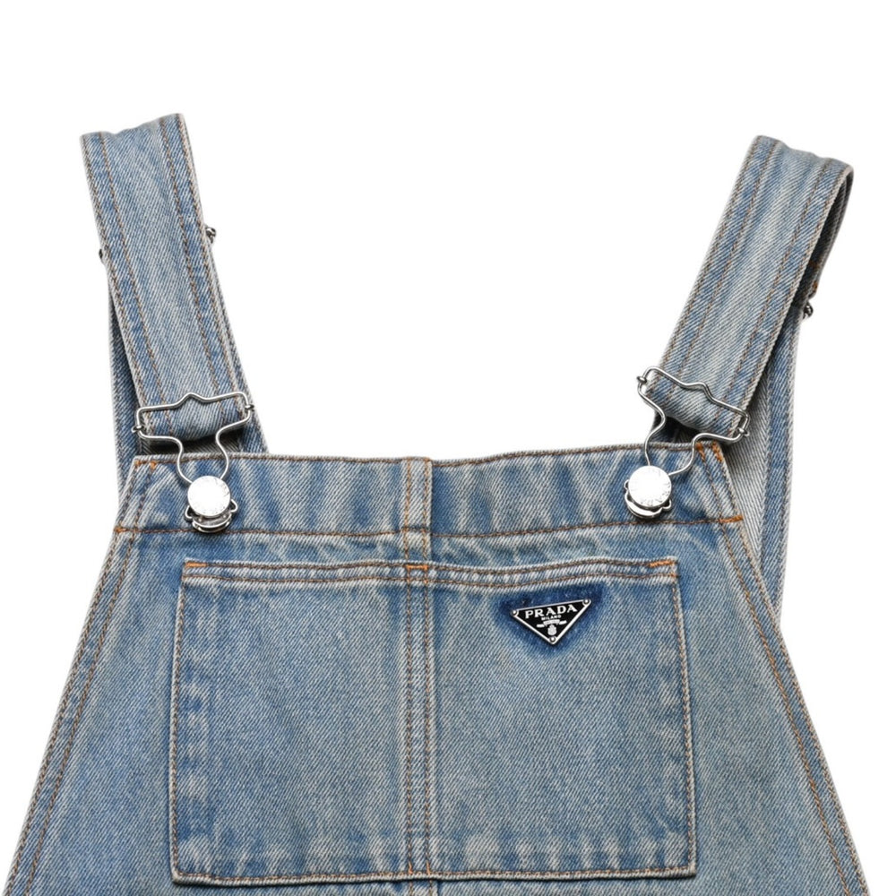 Very Good Condition PRADA Triangle Logo Denim Denim Jumper Skirt Overalls GFA132 Used 4a002559