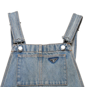 極美品 PRADA プラダ トライアングルロゴ Denim デニム ジャンパースカート オーバーオール GFA132 中古 4a002559