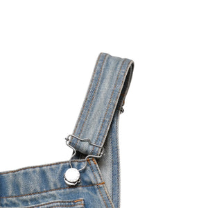 極美品 PRADA プラダ トライアングルロゴ Denim デニム ジャンパースカート オーバーオール GFA132 中古 4a002559