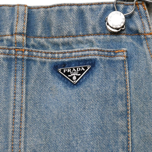 極美品 PRADA プラダ トライアングルロゴ Denim デニム ジャンパースカート オーバーオール GFA132 中古 4a002559