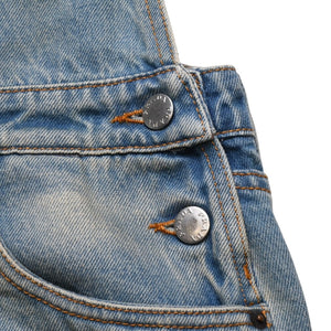 極美品 PRADA プラダ トライアングルロゴ Denim デニム ジャンパースカート オーバーオール GFA132 中古 4a002559