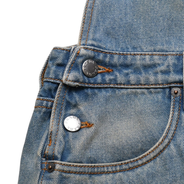 極美品 PRADA プラダ トライアングルロゴ Denim デニム ジャンパースカート オーバーオール GFA132 中古 4a002559