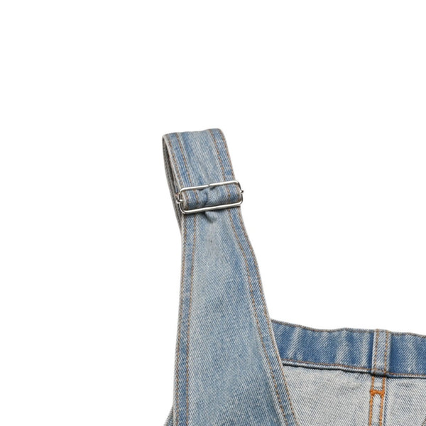 極美品 PRADA プラダ トライアングルロゴ Denim デニム ジャンパースカート オーバーオール GFA132 中古 4a002559
