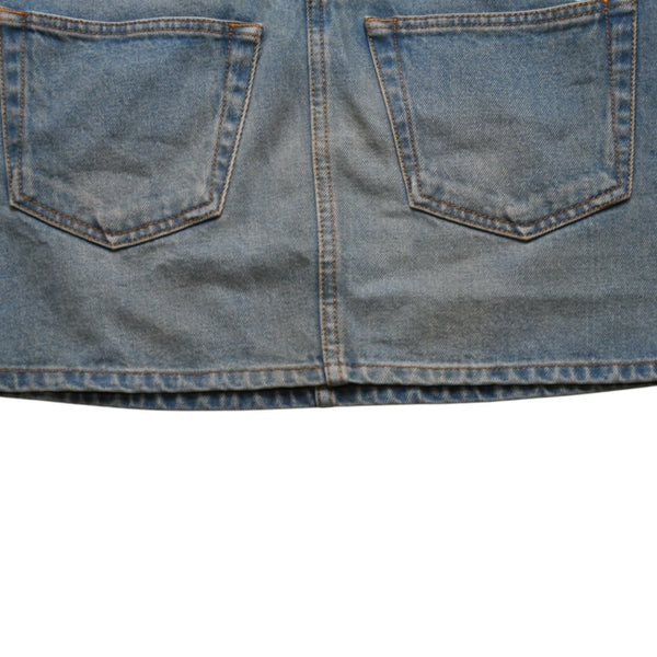 極美品 PRADA プラダ トライアングルロゴ Denim デニム ジャンパースカート オーバーオール GFA132 中古 4a002559