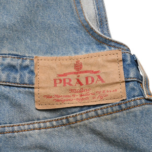 極美品 PRADA プラダ トライアングルロゴ Denim デニム ジャンパースカート オーバーオール GFA132 中古 4a002559