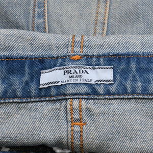 極美品 PRADA プラダ トライアングルロゴ Denim デニム ジャンパースカート オーバーオール GFA132 中古 4a002559