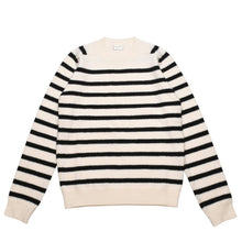 画像をギャラリービューアに読み込む, SAINT LAURENT PARIS サンローラン ニット ボーダー ブラック ホワイト 黒 白 ウール 353754 2019年 美品 中古 4a002706