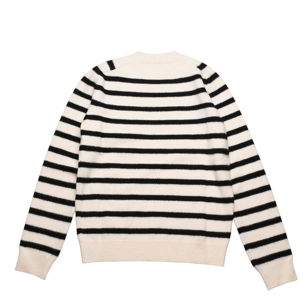 SAINT LAURENT PARIS サンローラン ニット ボーダー ブラック ホワイト 黒 白 ウール 353754 2019年 美品 中古 4a002706