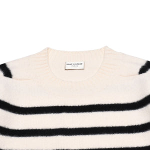 SAINT LAURENT PARIS サンローラン ニット ボーダー ブラック ホワイト 黒 白 ウール 353754 2019年 美品 中古 4a002706