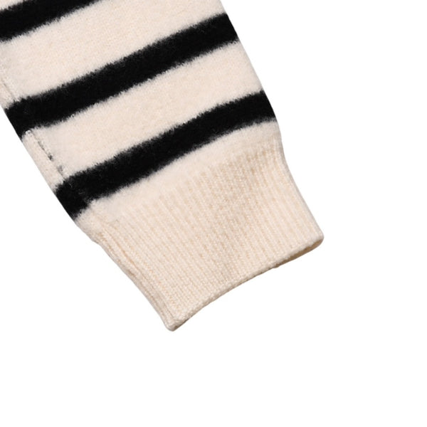 SAINT LAURENT PARIS サンローラン ニット ボーダー ブラック ホワイト 黒 白 ウール 353754 2019年 美品 中古 4a002706
