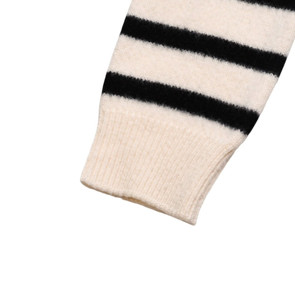 SAINT LAURENT PARIS サンローラン ニット ボーダー ブラック ホワイト 黒 白 ウール 353754 2019年 美品 中古 4a002706