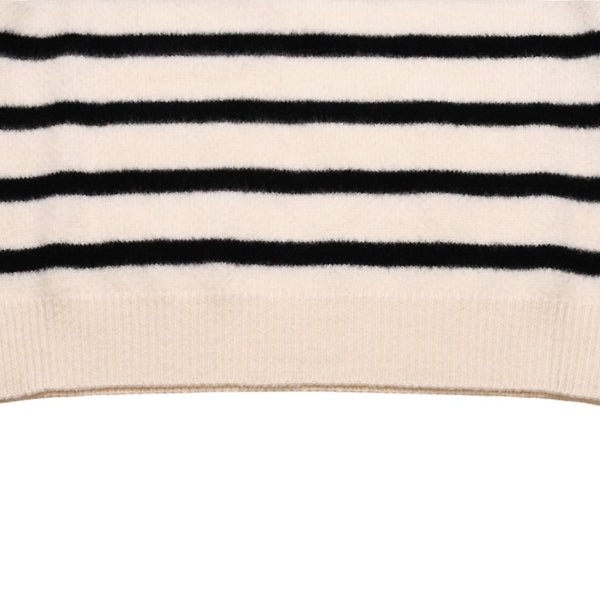 SAINT LAURENT PARIS サンローラン ニット ボーダー ブラック ホワイト 黒 白 ウール 353754 2019年 美品 中古 4a002706