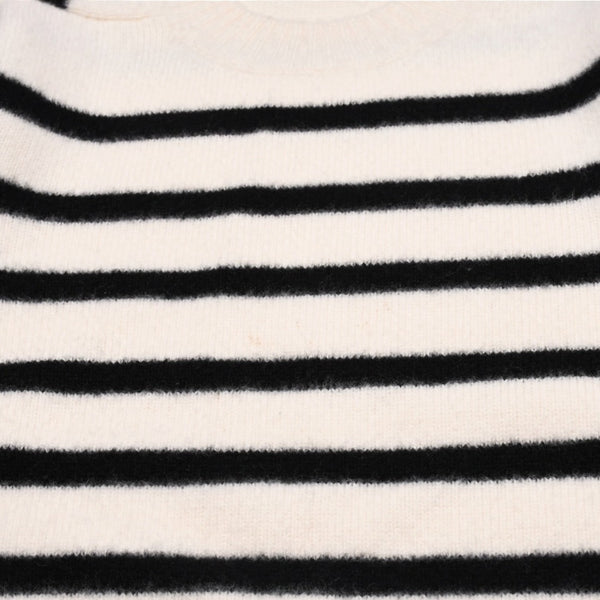 SAINT LAURENT PARIS サンローラン ニット ボーダー ブラック ホワイト 黒 白 ウール 353754 2019年 美品 中古 4a002706