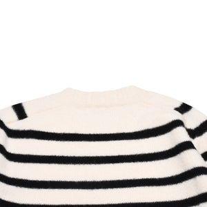 SAINT LAURENT PARIS サンローラン ニット ボーダー ブラック ホワイト 黒 白 ウール 353754 2019年 美品 中古 4a002706