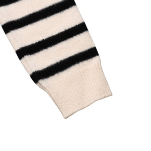 SAINT LAURENT PARIS サンローラン ニット ボーダー ブラック ホワイト 黒 白 ウール 353754 2019年 美品 中古 4a002706