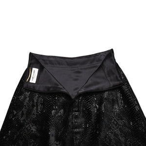 極美品 SAINT LAURENT サンローラン ベルベットスネークエフェクト Aライン ミディスカート 630863 Y744N ベルベット パイソン柄 Aライン ミディ丈 スカート 中古 4a002646