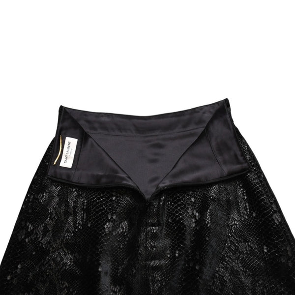 極美品 SAINT LAURENT サンローラン ベルベットスネークエフェクト Aライン ミディスカート 630863 Y744N ベルベット パイソン柄 Aライン ミディ丈 スカート 中古 4a002646