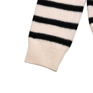 SAINT LAURENT PARIS サンローラン ニット ボーダー ブラック ホワイト 黒 白 ウール 353754 2019年 美品 中古 4a002706
