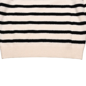 SAINT LAURENT PARIS サンローラン ニット ボーダー ブラック ホワイト 黒 白 ウール 353754 2019年 美品 中古 4a002706
