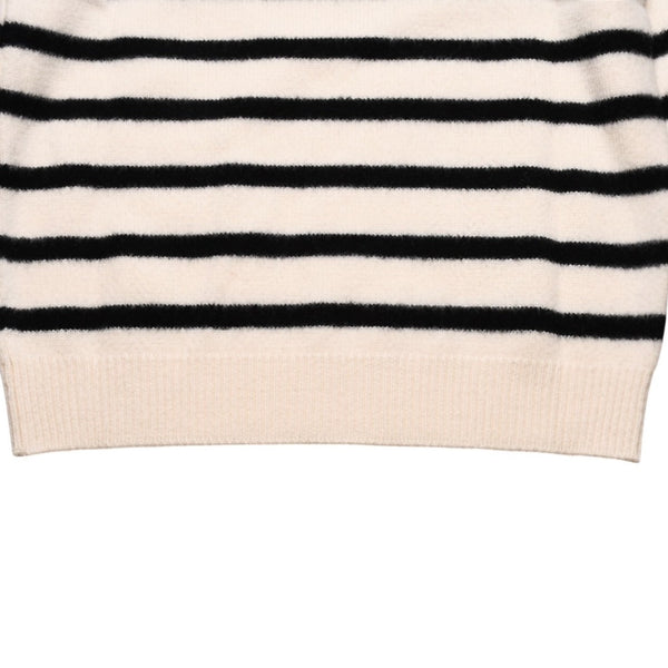 SAINT LAURENT PARIS サンローラン ニット ボーダー ブラック ホワイト 黒 白 ウール 353754 2019年 美品 中古 4a002706