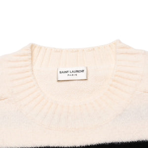 SAINT LAURENT PARIS サンローラン ニット ボーダー ブラック ホワイト 黒 白 ウール 353754 2019年 美品 中古 4a002706