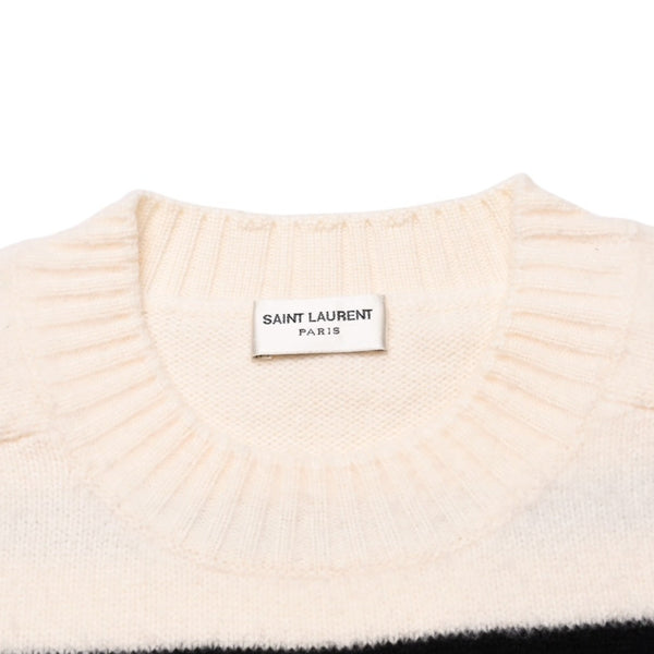 SAINT LAURENT PARIS サンローラン ニット ボーダー ブラック ホワイト 黒 白 ウール 353754 2019年 美品 中古 4a002706