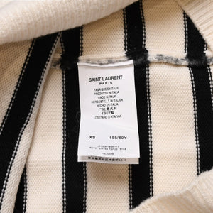 SAINT LAURENT PARIS サンローラン ニット ボーダー ブラック ホワイト 黒 白 ウール 353754 2019年 美品 中古 4a002706