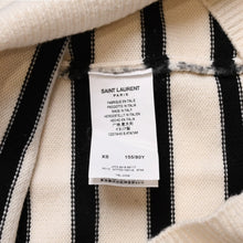 画像をギャラリービューアに読み込む, SAINT LAURENT PARIS サンローラン ニット ボーダー ブラック ホワイト 黒 白 ウール 353754 2019年 美品 中古 4a002706