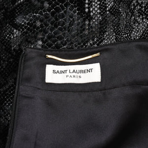 極美品 SAINT LAURENT サンローラン ベルベットスネークエフェクト Aライン ミディスカート 630863 Y744N ベルベット パイソン柄 Aライン ミディ丈 スカート 中古 4a002646