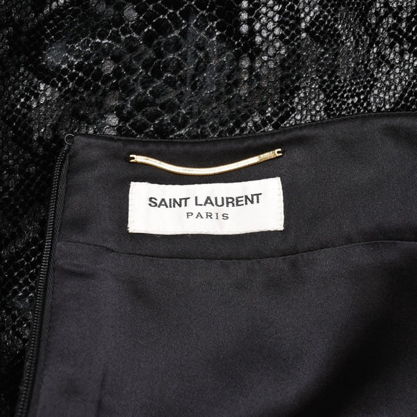 極美品 SAINT LAURENT サンローラン ベルベットスネークエフェクト Aライン ミディスカート 630863 Y744N ベルベット パイソン柄 Aライン ミディ丈 スカート 中古 4a002646