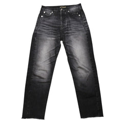 極美品 SAINT LAURENT サンローラン デニムパンツ 切りっぱなし デニム ブラック グレー シルバー金具 サイズ24 中古 4a002653
