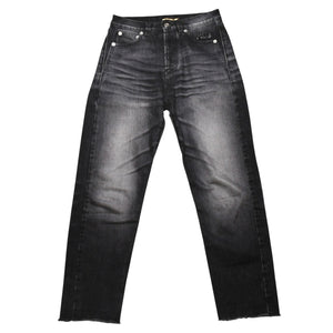 極美品 SAINT LAURENT サンローラン デニムパンツ 切りっぱなし デニム ブラック グレー シルバー金具 サイズ24 中古 4a002653