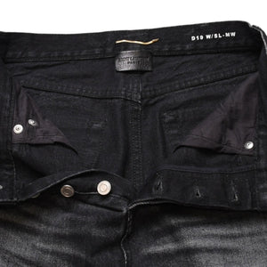 極美品 SAINT LAURENT サンローラン デニムパンツ 切りっぱなし デニム ブラック グレー シルバー金具 サイズ24 中古 4a002653