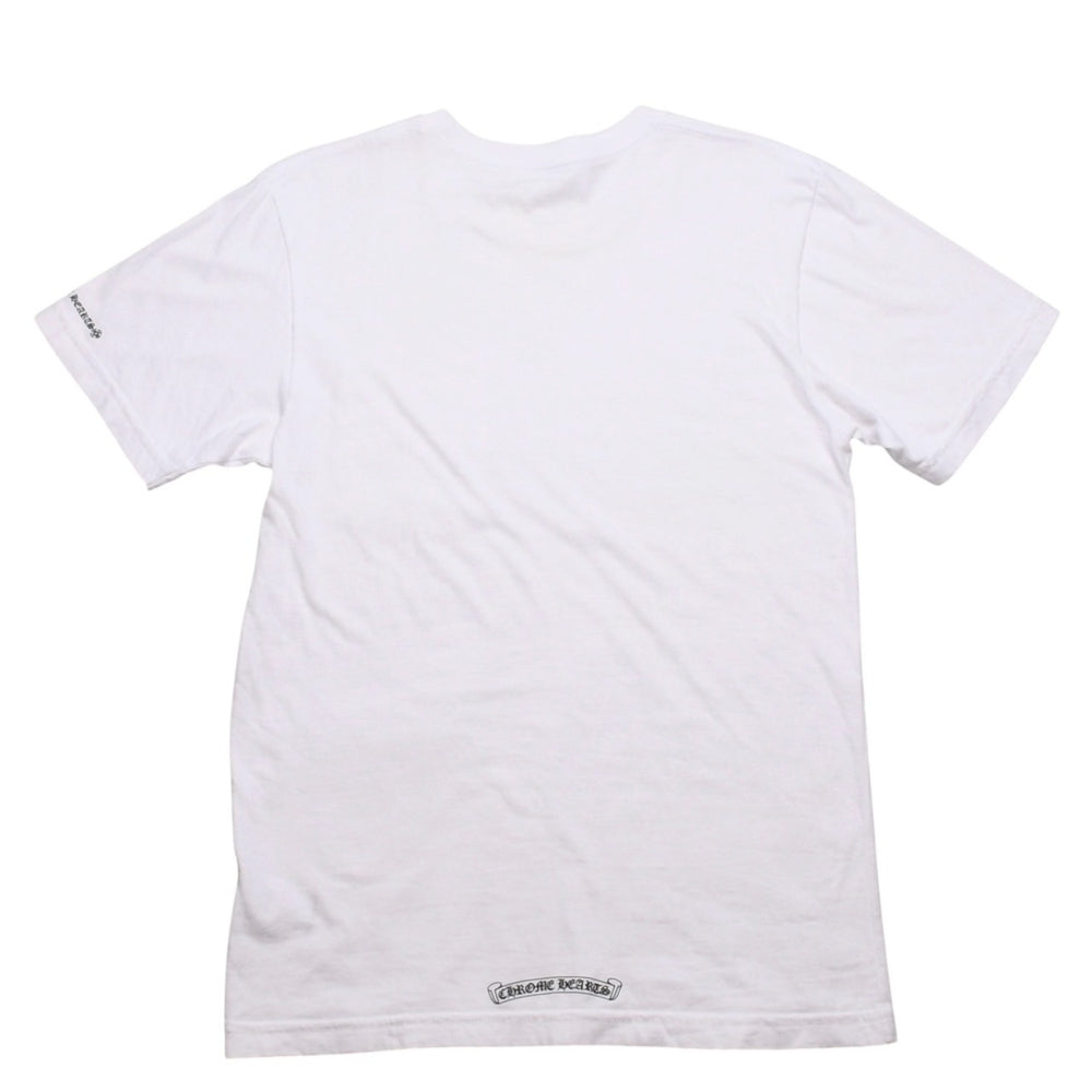CHROME HEARTS NECK LOGO S/S TEE Short sleeve T-shirt with pocket White Scroll label logo CH logo White Size S Good condition Used 4a003224