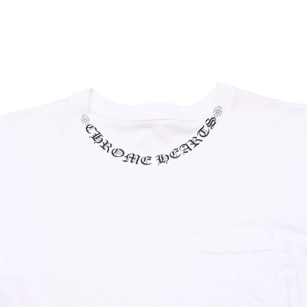 CHROME HEARTS クロムハーツ NECK LOGO S/S TEE ポケット付き 半袖Tシャツ ホワイト スクロールラベルロゴ CHロゴ ホワイト Sサイズ 美品 中古 4a003224