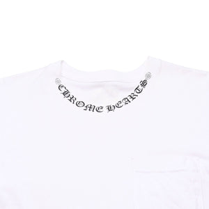 CHROME HEARTS クロムハーツ NECK LOGO S/S TEE ポケット付き 半袖Tシャツ ホワイト スクロールラベルロゴ CHロゴ ホワイト Sサイズ 美品 中古 4a003224