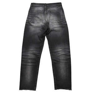 極美品 SAINT LAURENT サンローラン デニムパンツ 切りっぱなし デニム ブラック グレー シルバー金具 サイズ24 中古 4a002653
