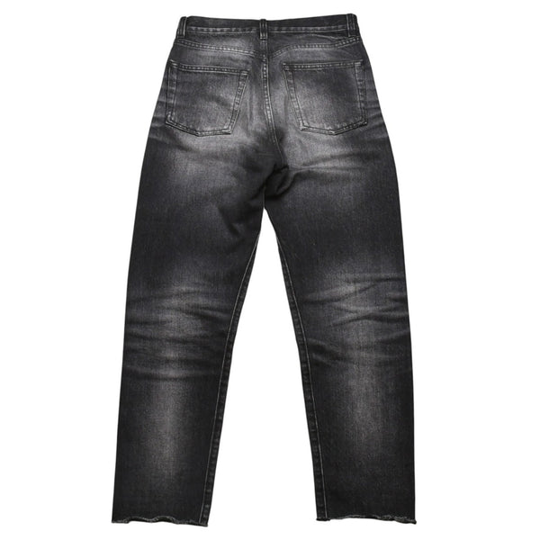 極美品 SAINT LAURENT サンローラン デニムパンツ 切りっぱなし デニム ブラック グレー シルバー金具 サイズ24 中古 4a002653