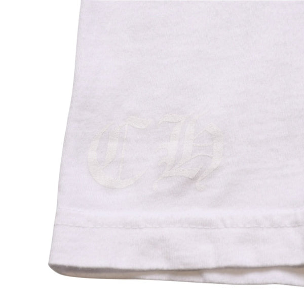 CHROME HEARTS クロムハーツ NECK LOGO S/S TEE ポケット付き 半袖Tシャツ ホワイト スクロールラベルロゴ CHロゴ ホワイト Sサイズ 美品 中古 4a003224