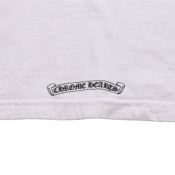 CHROME HEARTS クロムハーツ NECK LOGO S/S TEE ポケット付き 半袖Tシャツ ホワイト スクロールラベルロゴ CHロゴ ホワイト Sサイズ 美品 中古 4a003224