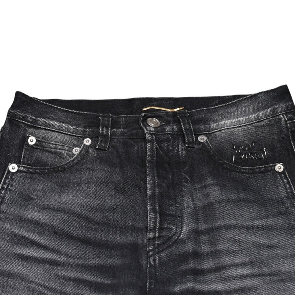 極美品 SAINT LAURENT サンローラン デニムパンツ 切りっぱなし デニム ブラック グレー シルバー金具 サイズ24 中古 4a002653