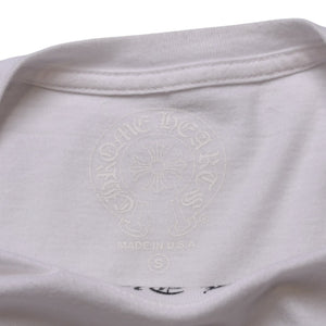 CHROME HEARTS クロムハーツ NECK LOGO S/S TEE ポケット付き 半袖Tシャツ ホワイト スクロールラベルロゴ CHロゴ ホワイト Sサイズ 美品 中古 4a003224