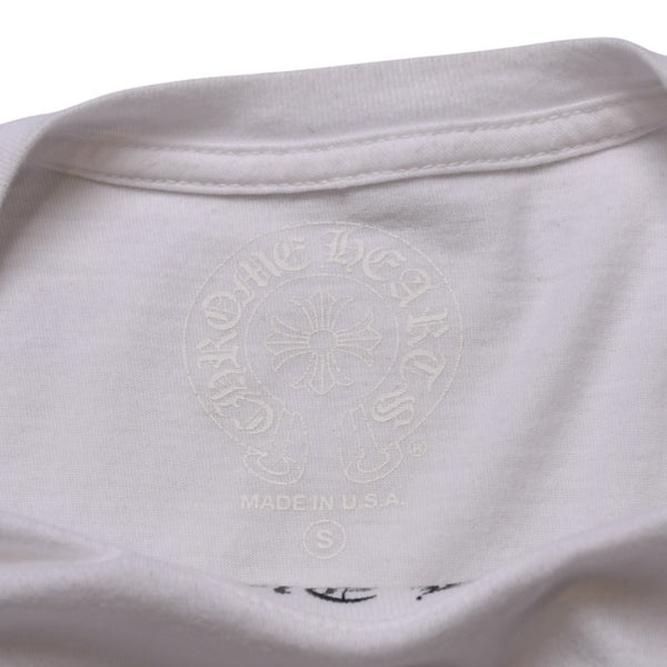 CHROME HEARTS クロムハーツ NECK LOGO S/S TEE ポケット付き 半袖Tシャツ ホワイト スクロールラベルロゴ CHロゴ ホワイト Sサイズ 美品 中古 4a003224