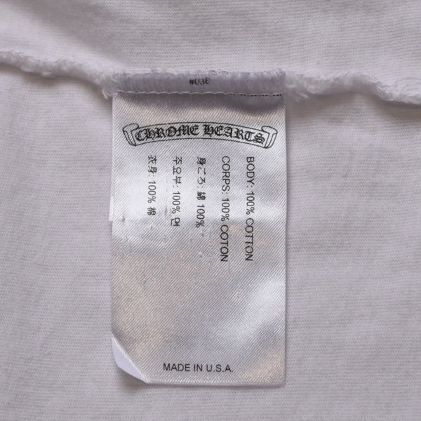 CHROME HEARTS クロムハーツ NECK LOGO S/S TEE ポケット付き 半袖Tシャツ ホワイト スクロールラベルロゴ CHロゴ ホワイト Sサイズ 美品 中古 4a003224