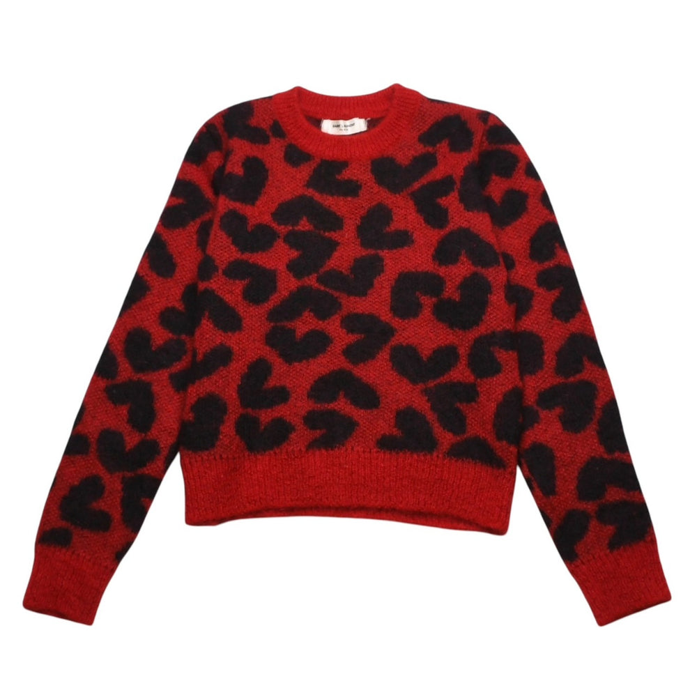 SAINT LAURENT PARIS サンローラン パリ モヘアニット レッド ブラック ハート 353754 エディー期 美品 中古 4a002704