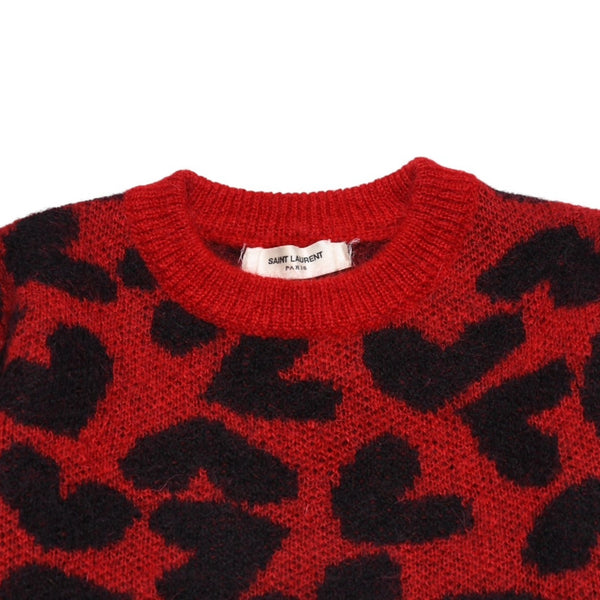 SAINT LAURENT PARIS サンローラン パリ モヘアニット レッド ブラック ハート 353754 エディー期 美品 中古 4a002704