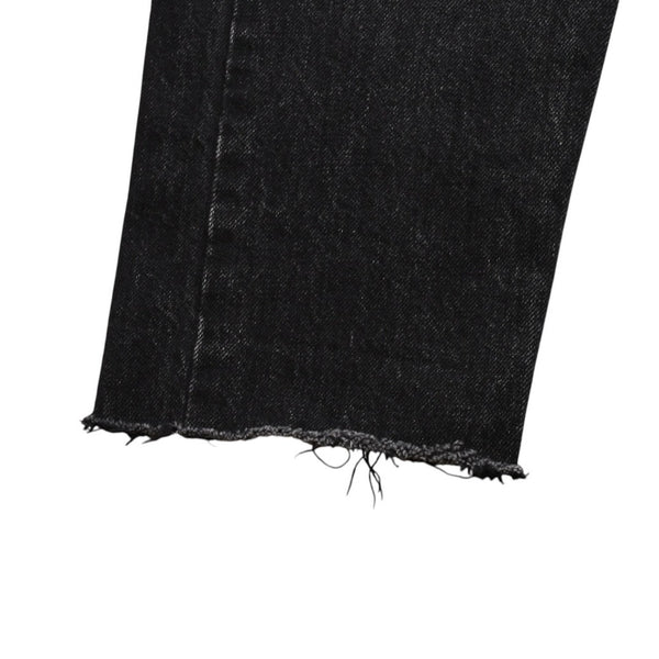 極美品 SAINT LAURENT サンローラン デニムパンツ 切りっぱなし デニム ブラック グレー シルバー金具 サイズ24 中古 4a002653