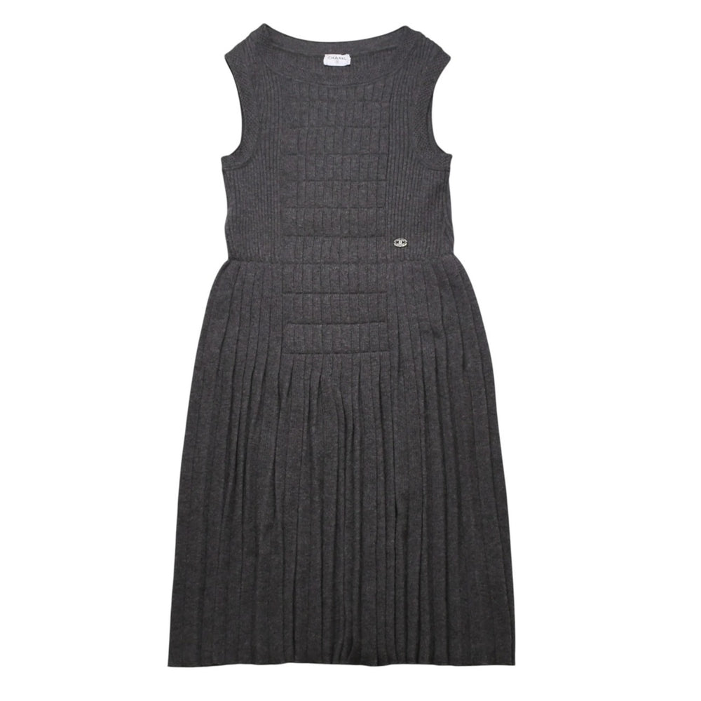 CHANEL Dress Sleeveless Skirt Gray Knit Here Mark Missing Tag Good Condition Used 4a002620