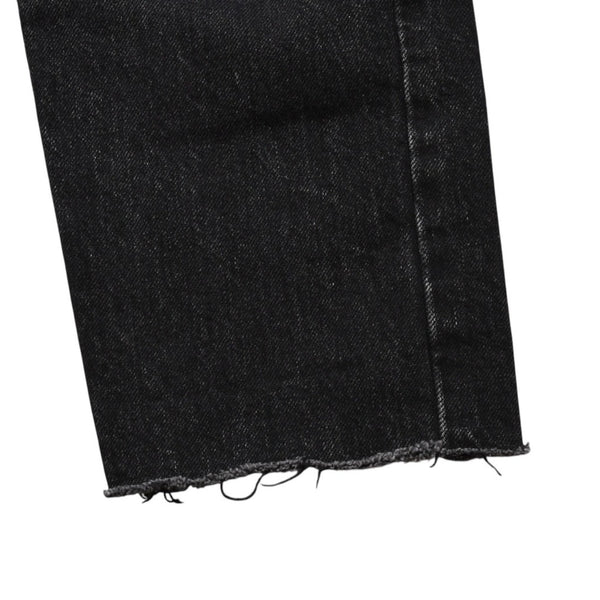 極美品 SAINT LAURENT サンローラン デニムパンツ 切りっぱなし デニム ブラック グレー シルバー金具 サイズ24 中古 4a002653