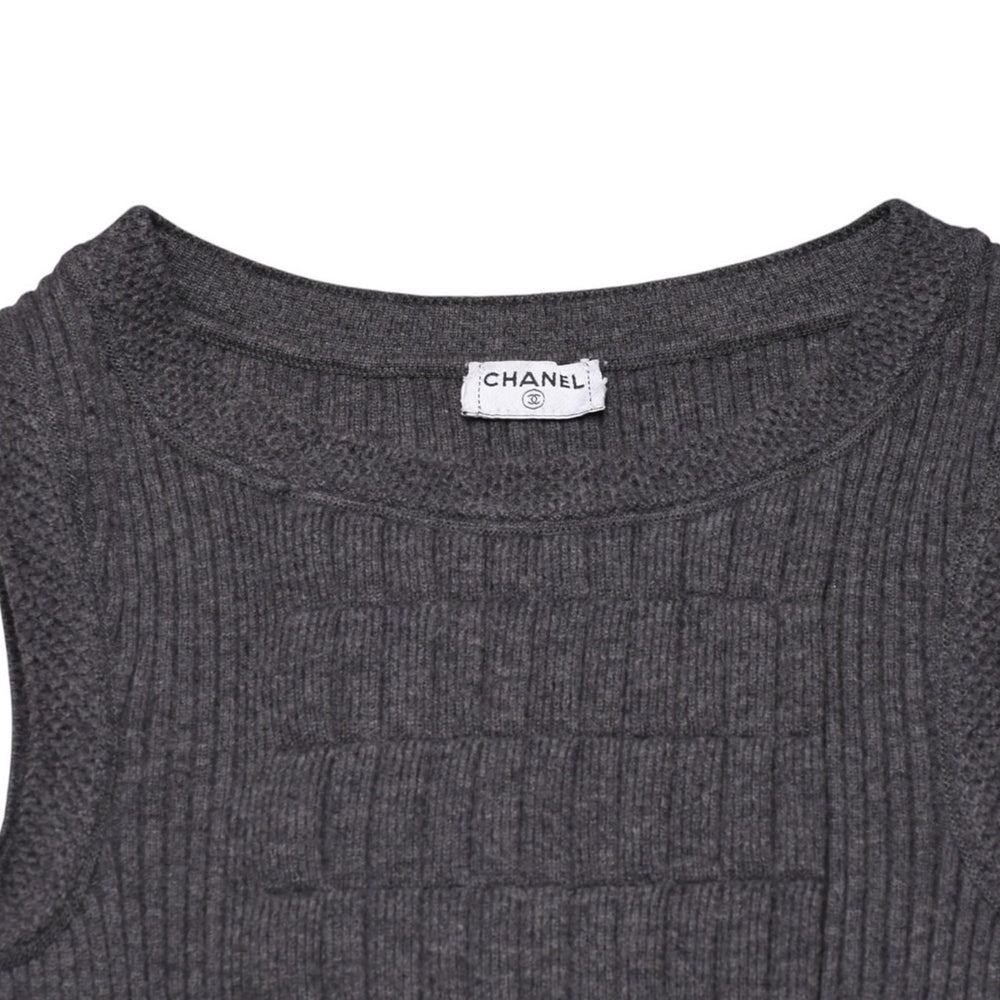 CHANEL Dress Sleeveless Skirt Gray Knit Here Mark Missing Tag Good Condition Used 4a002620